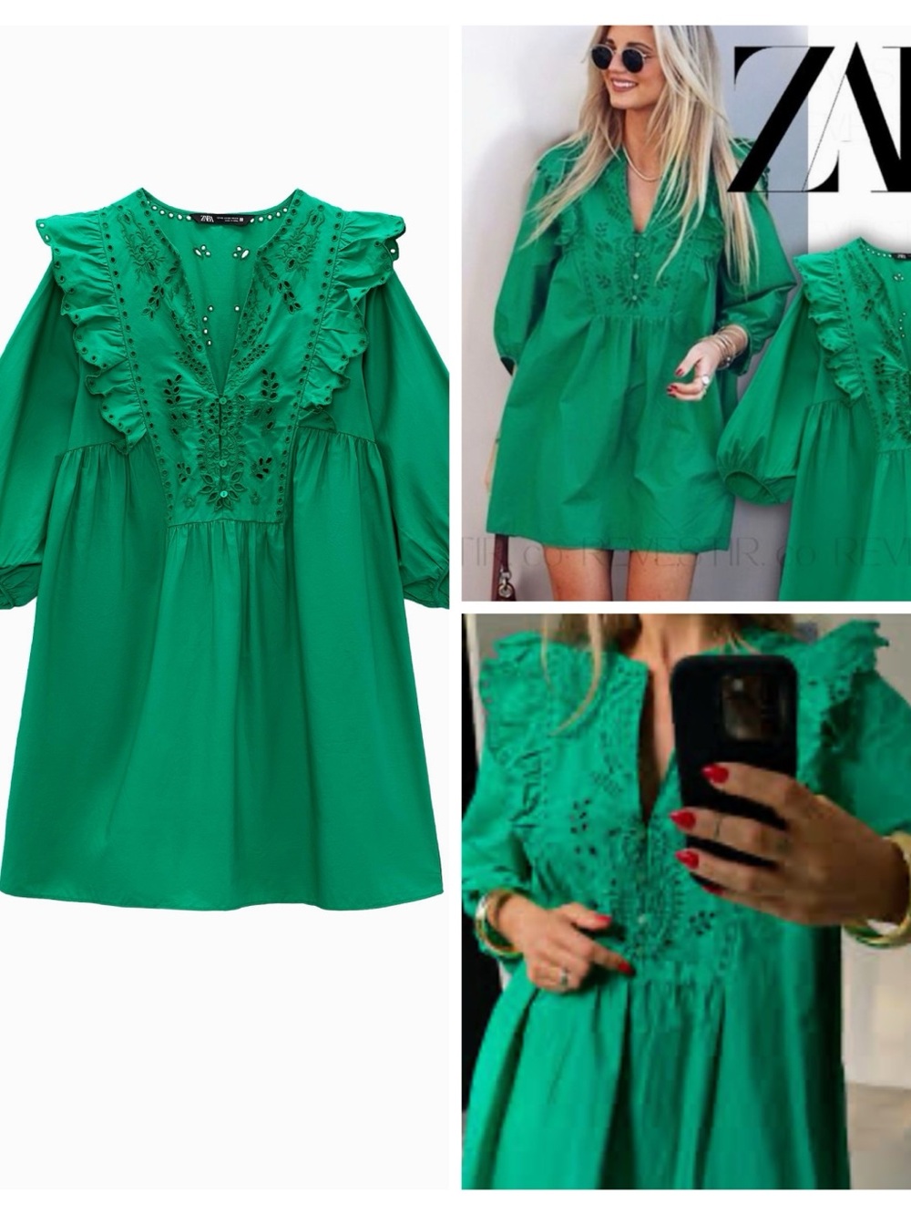 ZARA oversized eyelet embroidered poplin dress